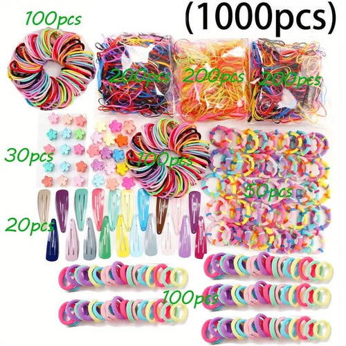 1000-Piece Set: Colorful Hair Ties Set Hair Scrunchies for Women