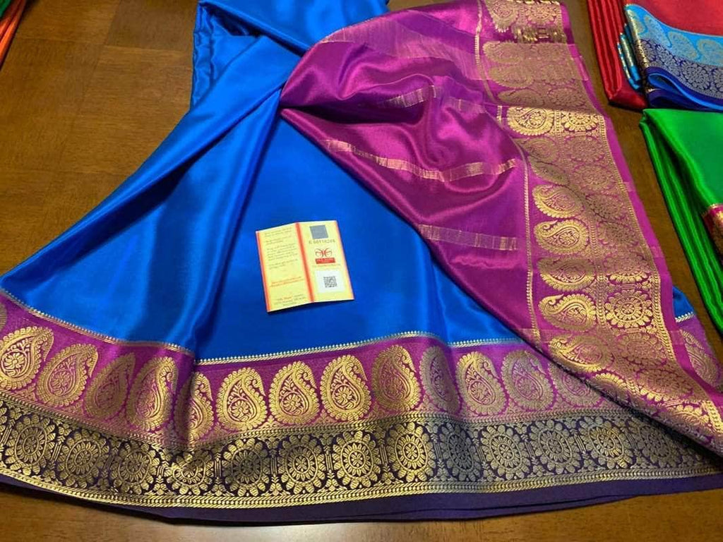 100Grm Thickness Double Contrast Pure South Silk Saree