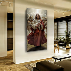 Jesus Protects The Lamb From Wolves Faith Wall Art VI