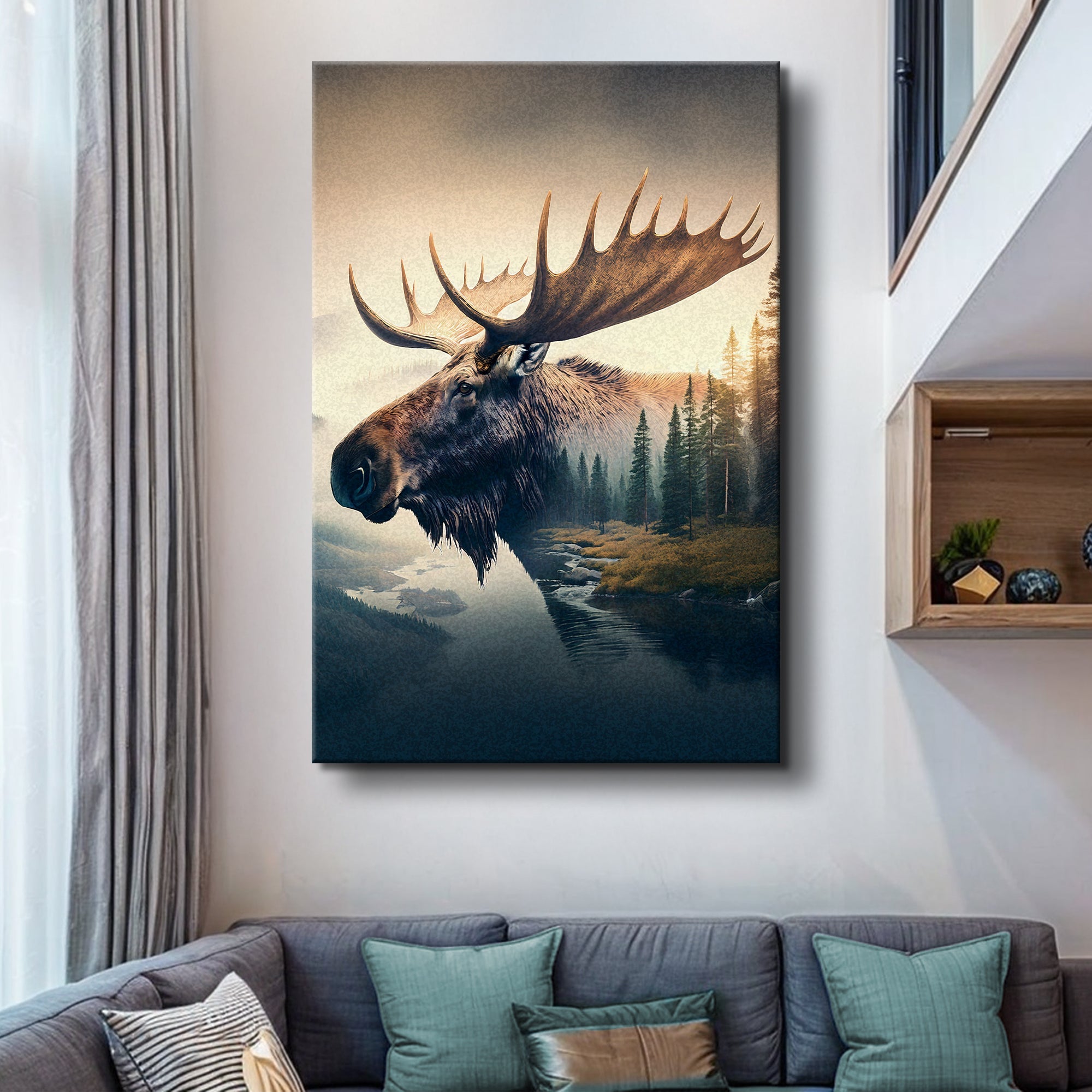 Moose Double Exposure Wall Art