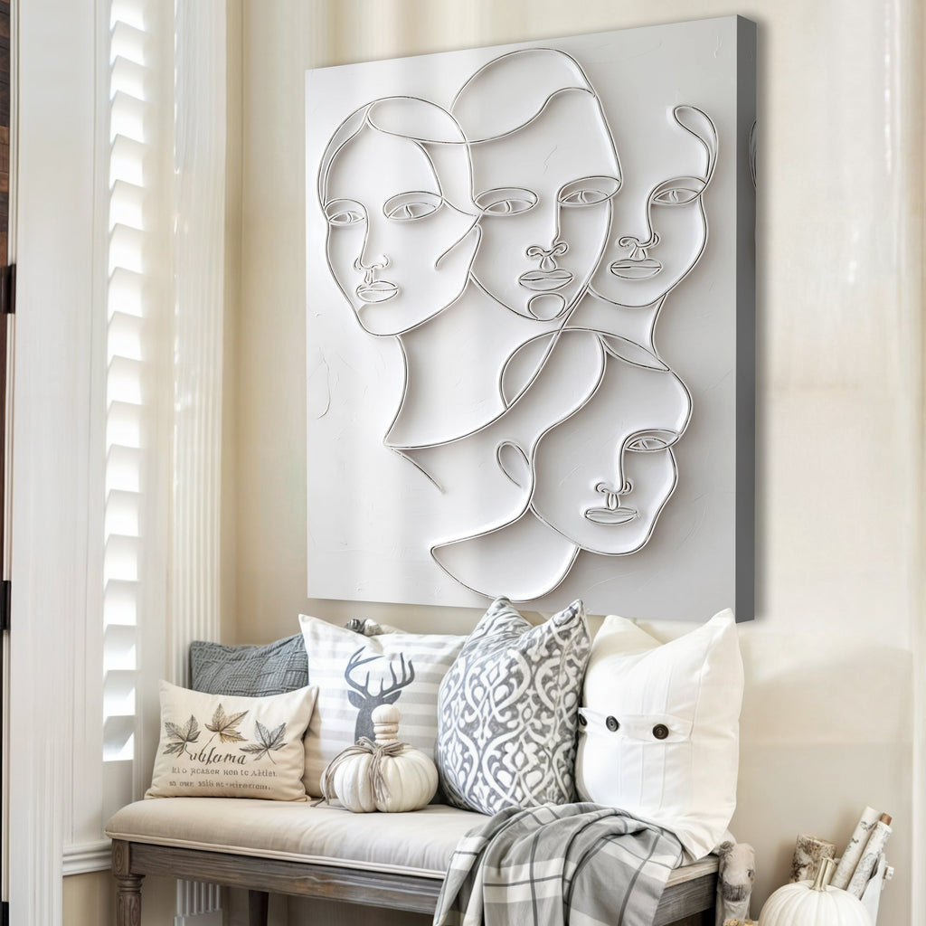 3D Minimalist Faces Wall Art