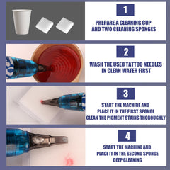 Tattoo Dip Foam - 20Pcs Dip Cups Rinse Caps Tip Rinse Dip Clean Professional Cartridge Dip Foam Cleaning