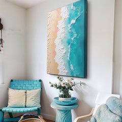 3D Minimalist Pink and Blue Ocean Wall Art