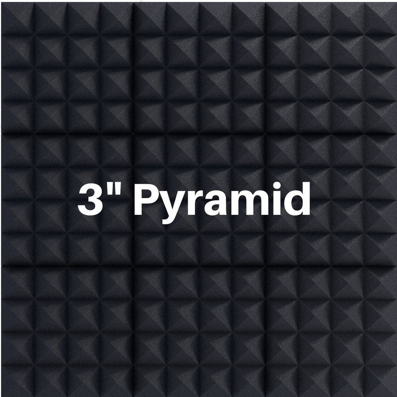 3 Inch Acoustic Foam Pyramid Style Panels - 13 Color Options