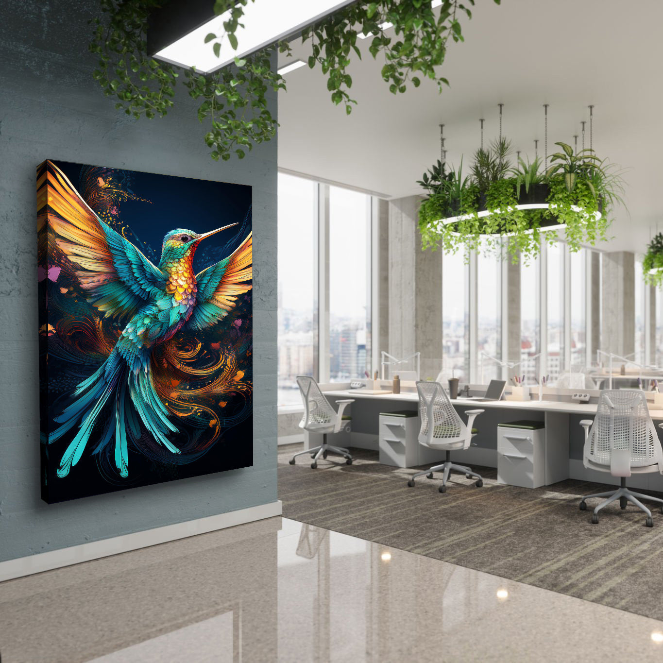 Humming Bird Abstract Wall Art II