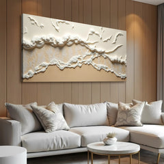 Beige Abstract Ocean Waves Wall Art