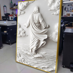 3D Minimalist Jesus Walking on Water Wall Art