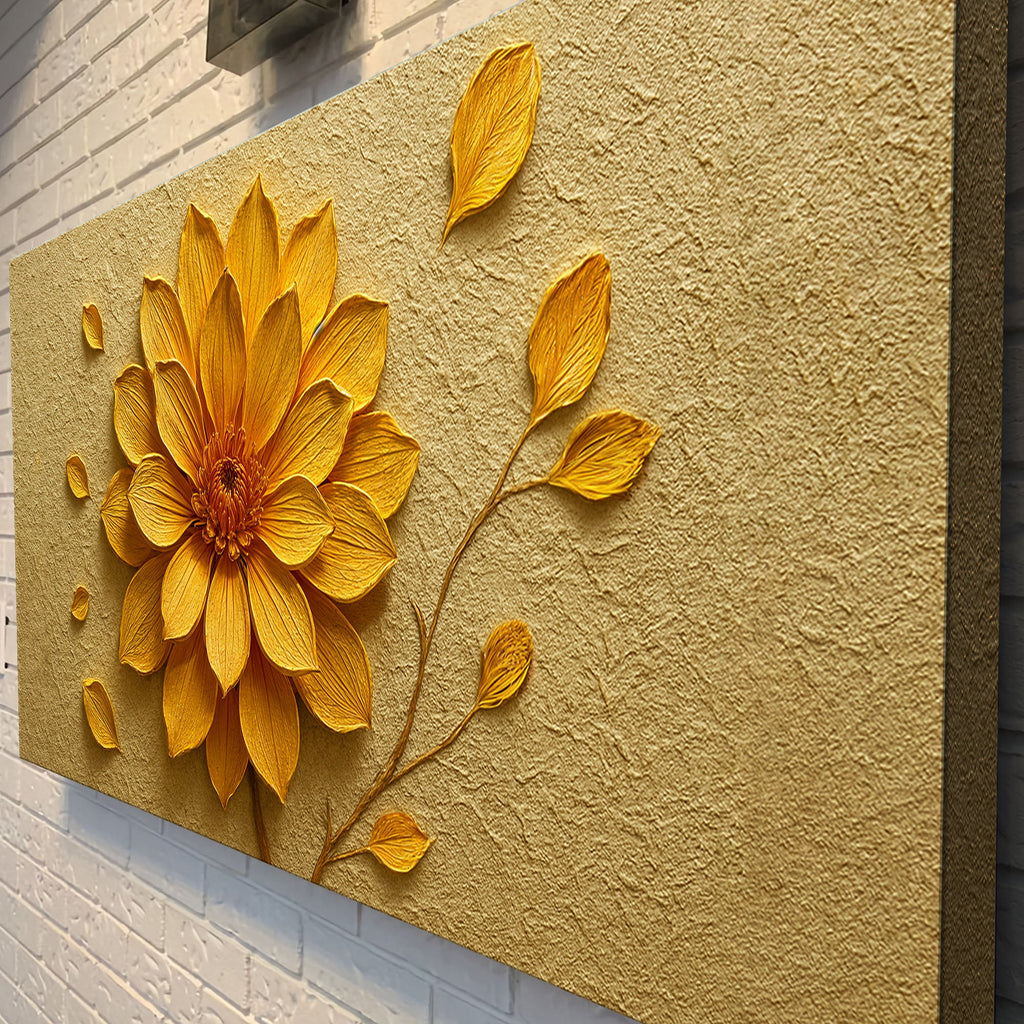 Golden Dandelion Minimalist Abstract Wall Art IV