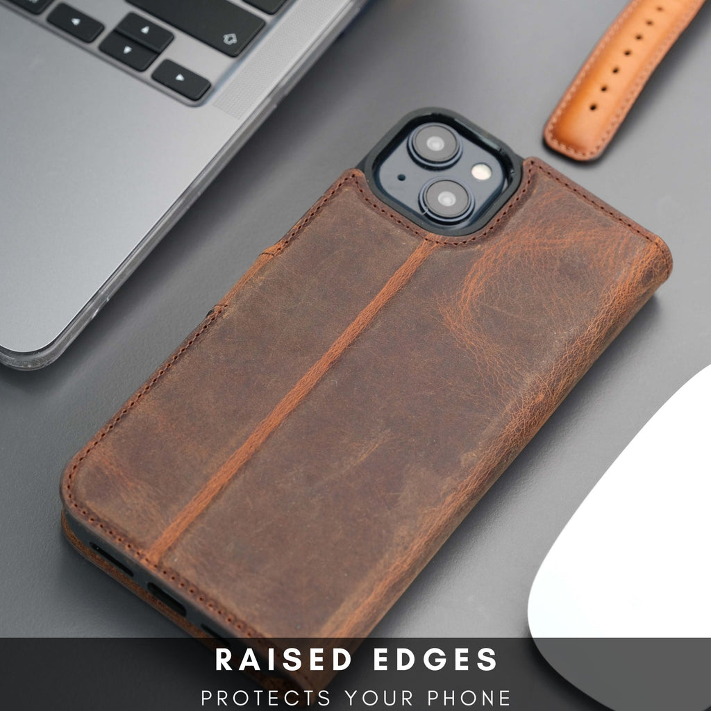 Casper Leather iPhone 15 Plus Wallet Case | Detachable MagSafe Compatible RFID Protection