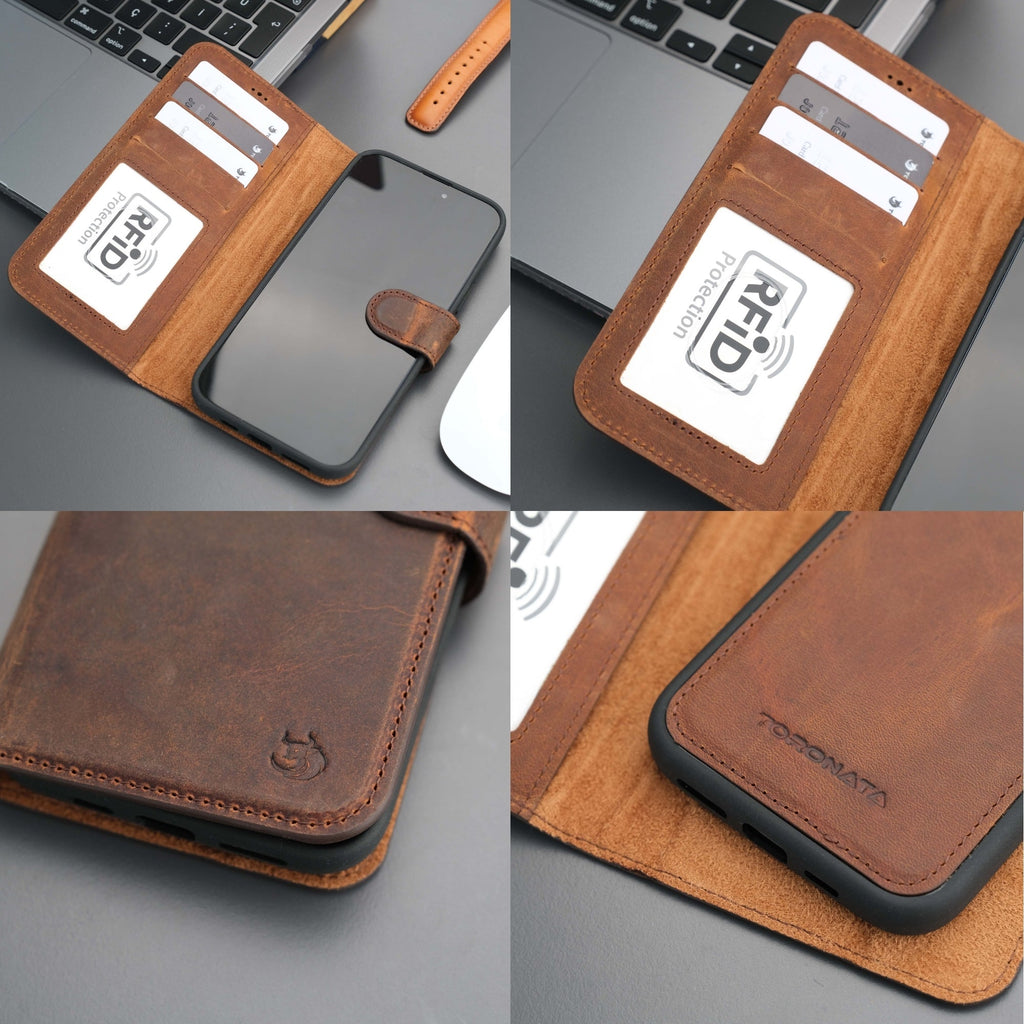 Casper Leather iPhone 15 Plus Wallet Case | Detachable MagSafe Compatible RFID Protection