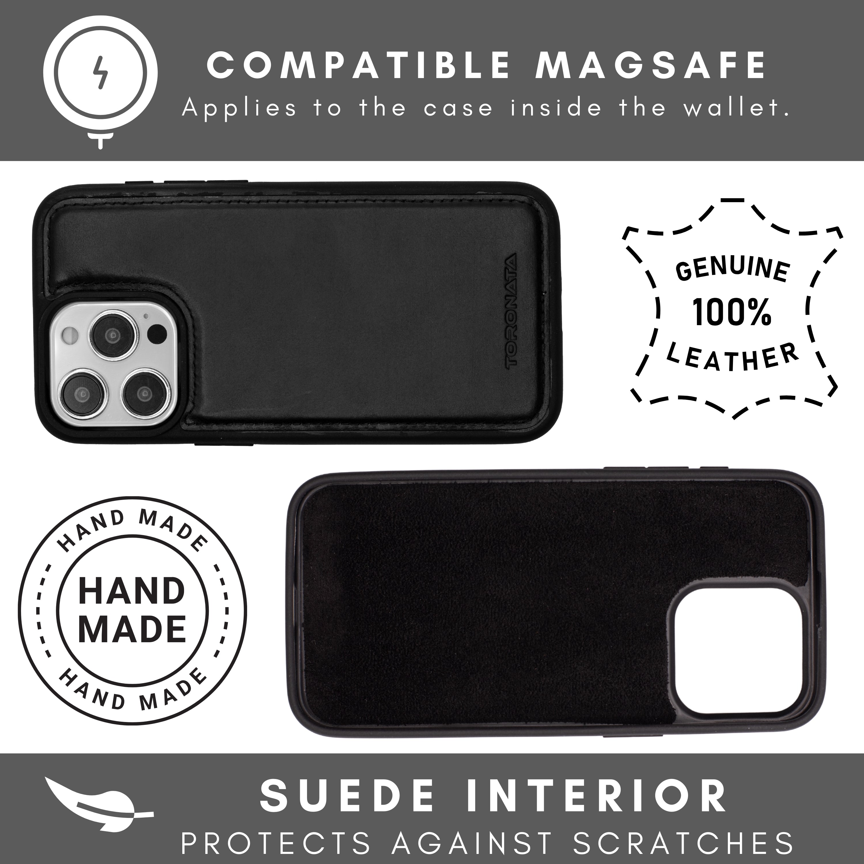 Vegas Premium Leather iPhone 15 Plus Wallet Case with MagSafe | Detachable RFID Blocking Luxury Wallet