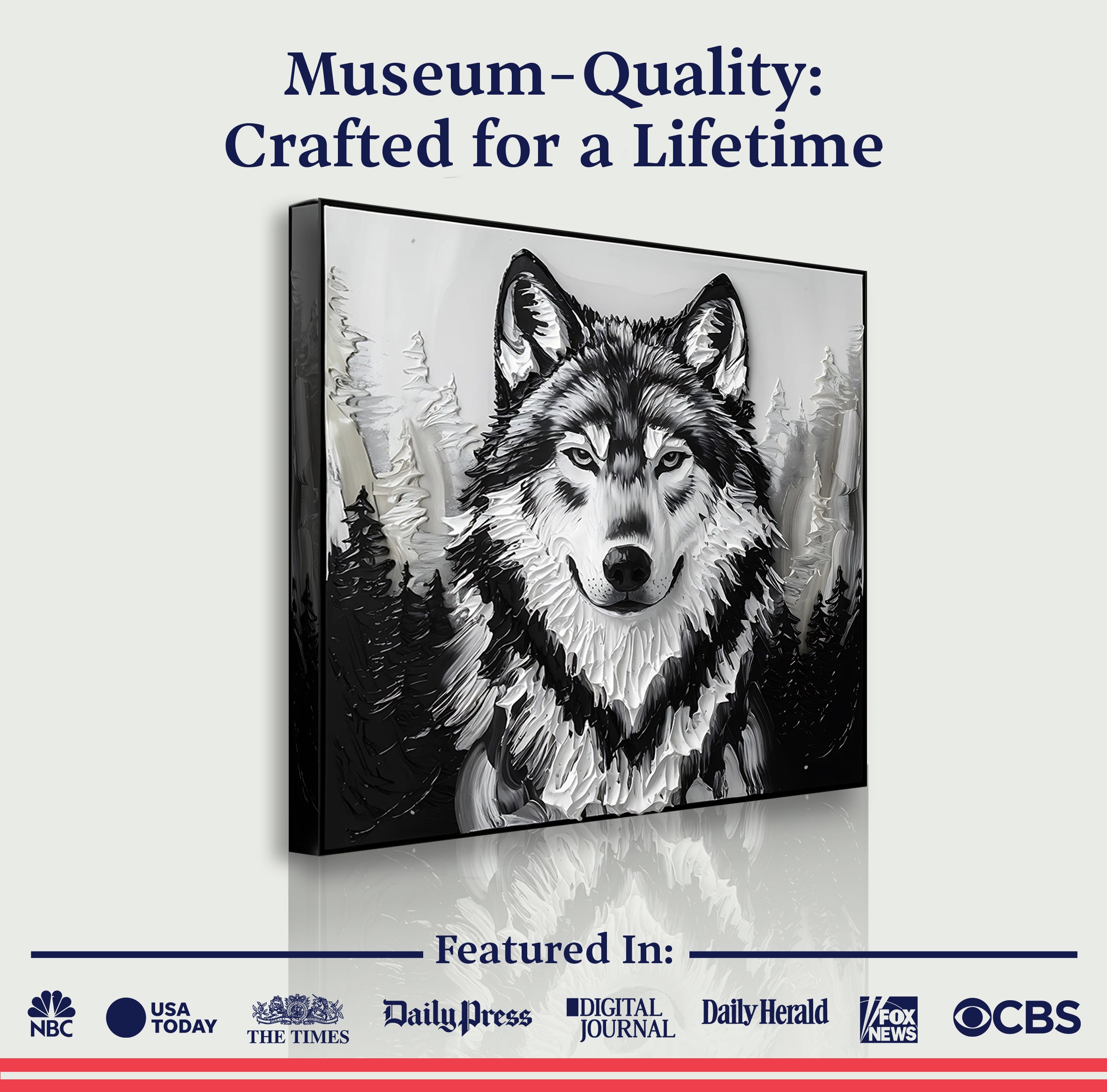 3D Wolf Wall Art IV