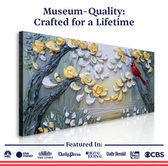 Golden Petals and Scarlet Wings Wall Art
