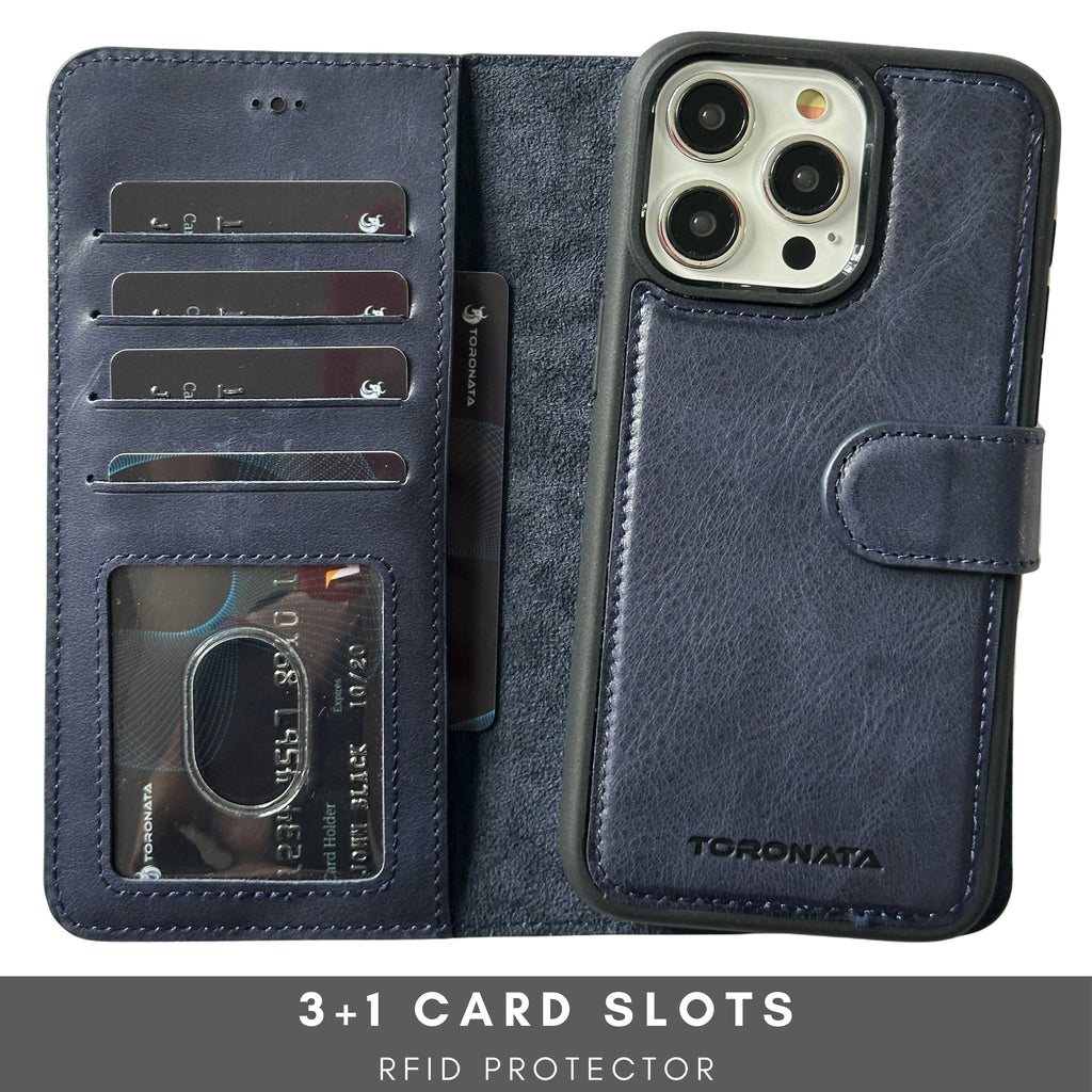 Vegas Premium Leather iPhone 15 Plus Wallet Case with MagSafe | Detachable RFID Blocking Luxury Wallet