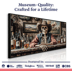 Skeleton Cowboy Barman At Western Saloon Wall Art