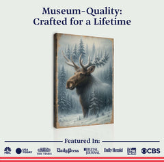 Snowy Forest Moose Double Exposure Wall Art