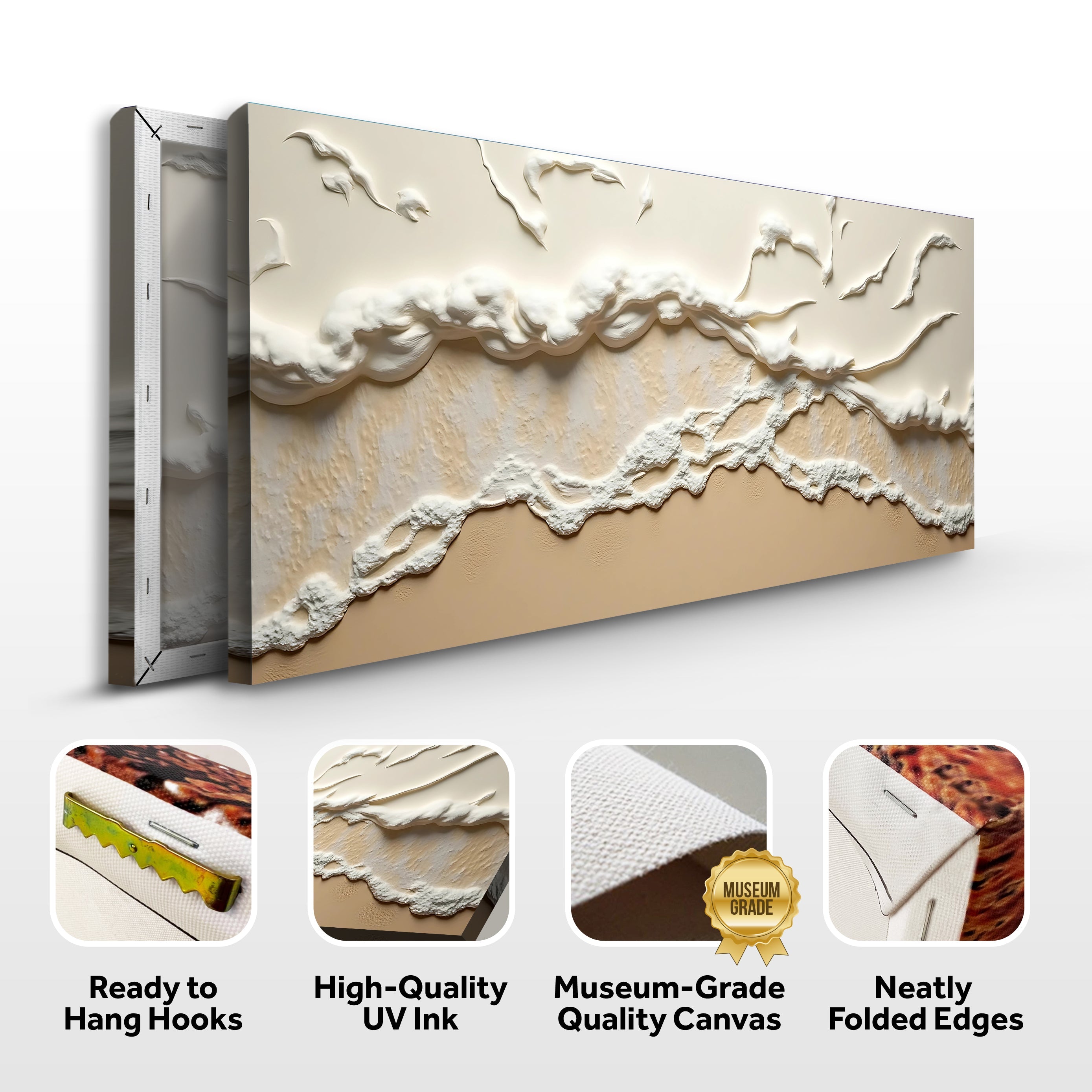 Beige Abstract Ocean Waves Wall Art