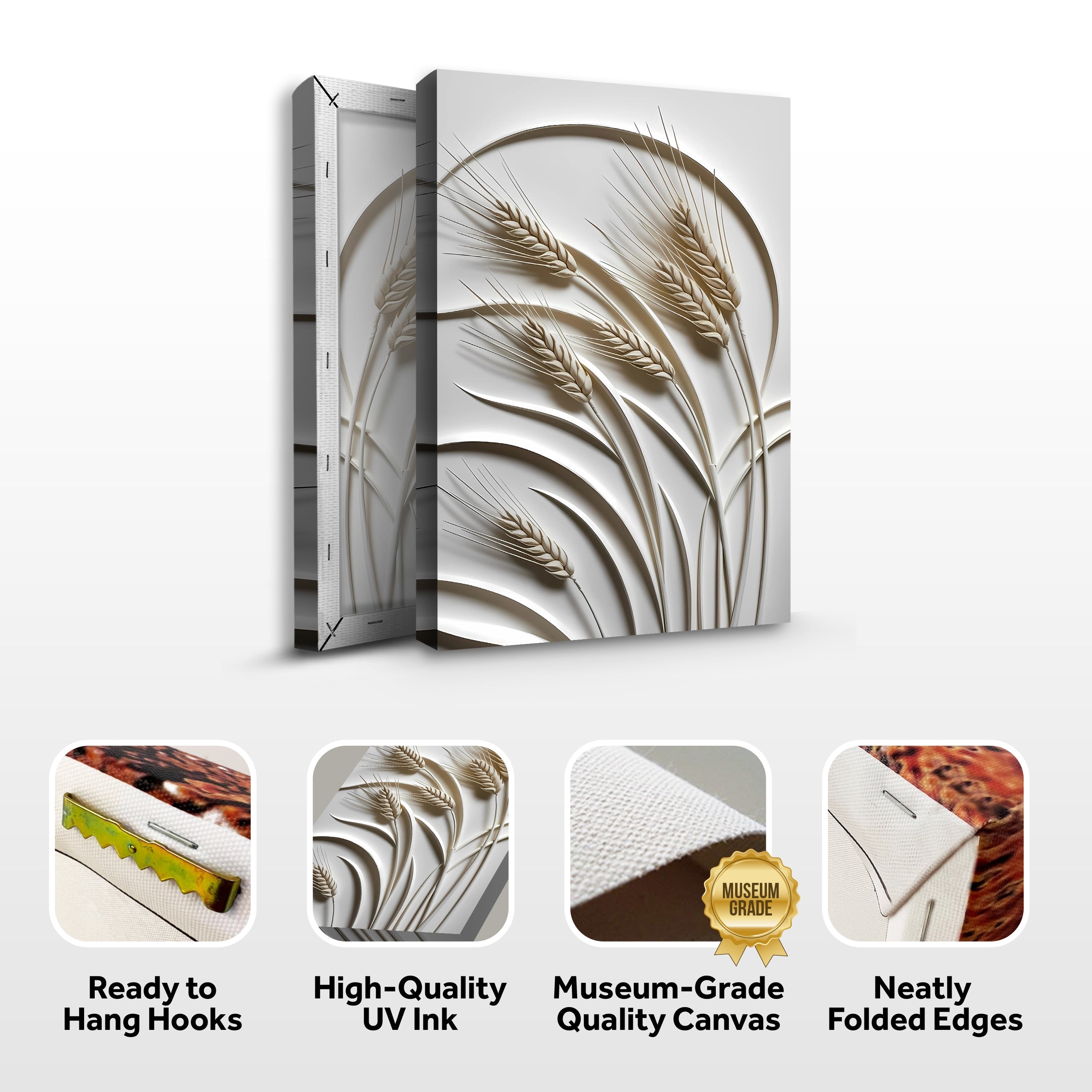 3D Minimalist Wheat Wall Art