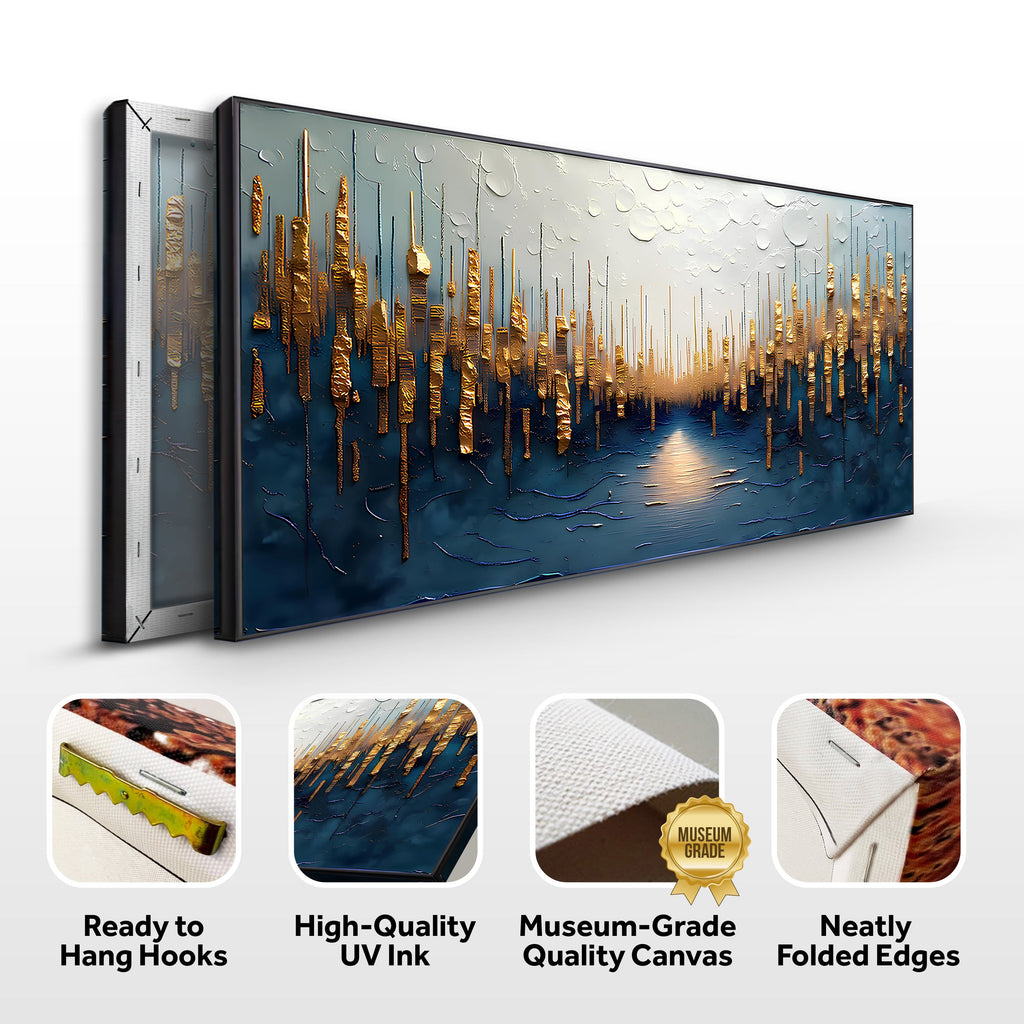 Golden Forest Reflection Abstract Wall Art