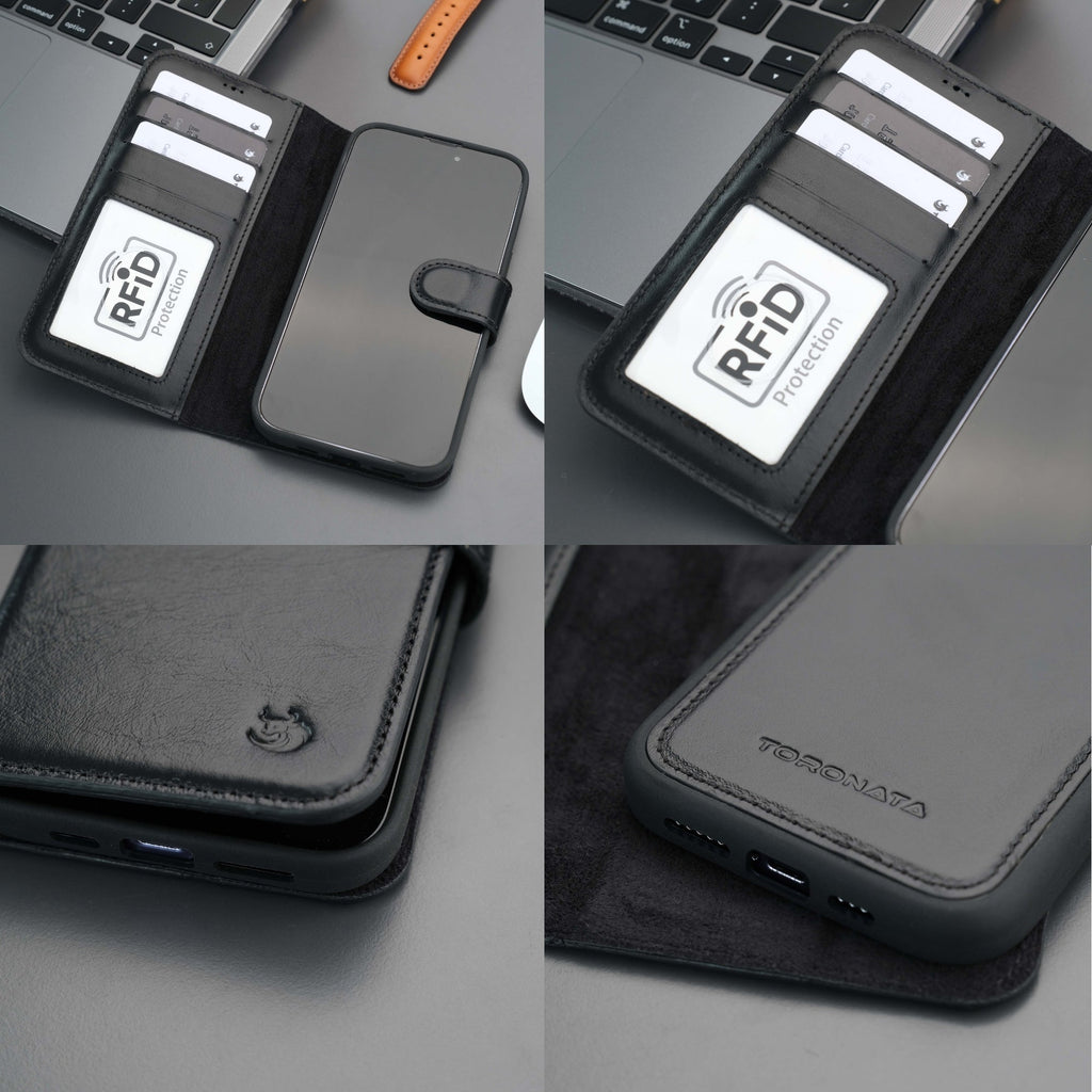 Casper Leather iPhone 15 Pro Wallet Case | Detachable MagSafe Compatible RFID Protection