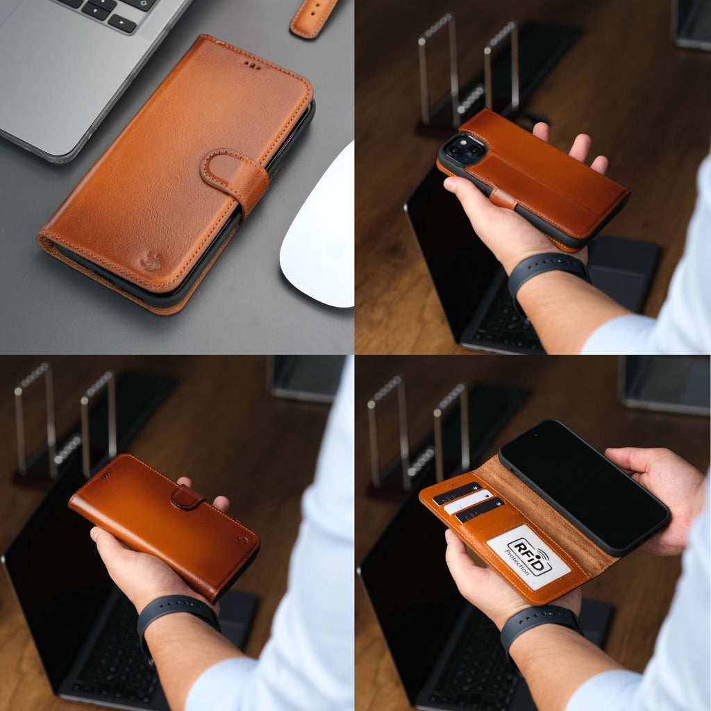 Casper Leather iPhone 15 Plus Wallet Case | Detachable MagSafe Compatible RFID Protection