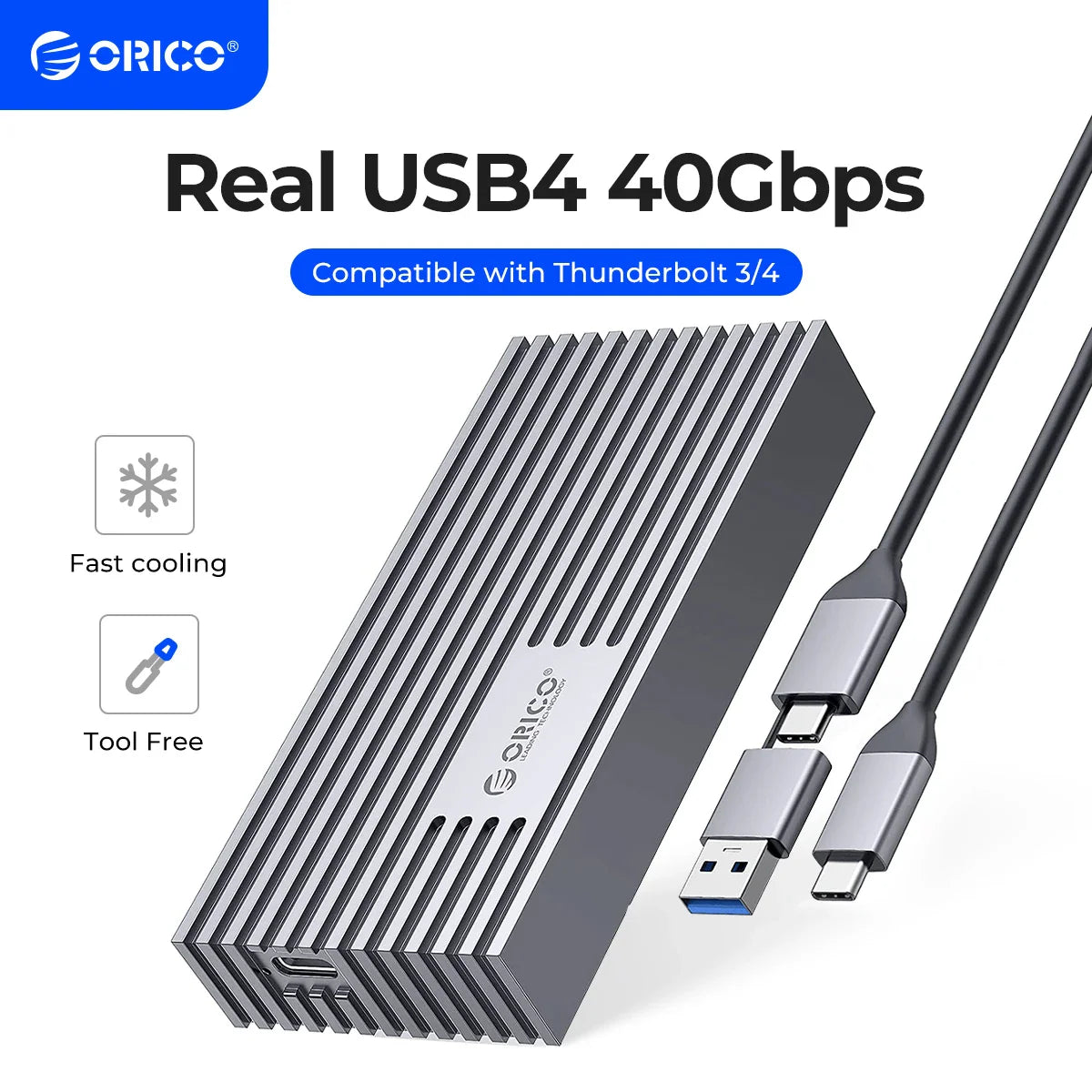 USB4 40Gbps NVMe M.2 SSD Enclosure — Thunderbolt 3/4 Compatible, USB-C
