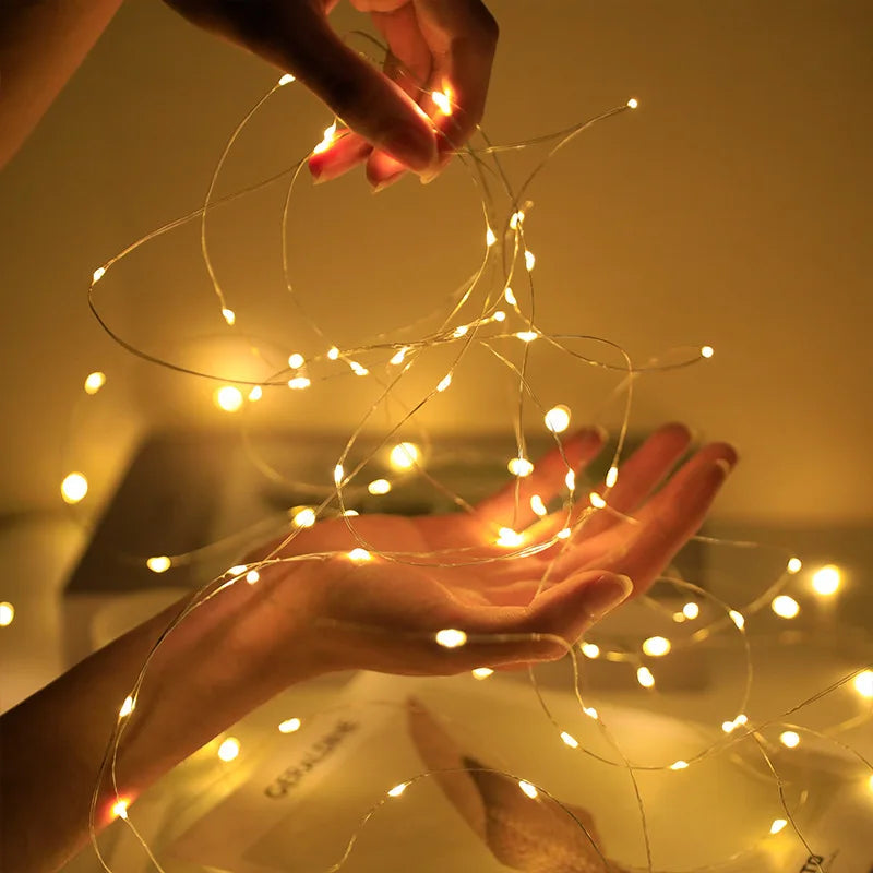 10-Pack Battery Powered LED String Lights, Multicolor Fairy Garland for Wedding Party Indoor & Outdoor Decor