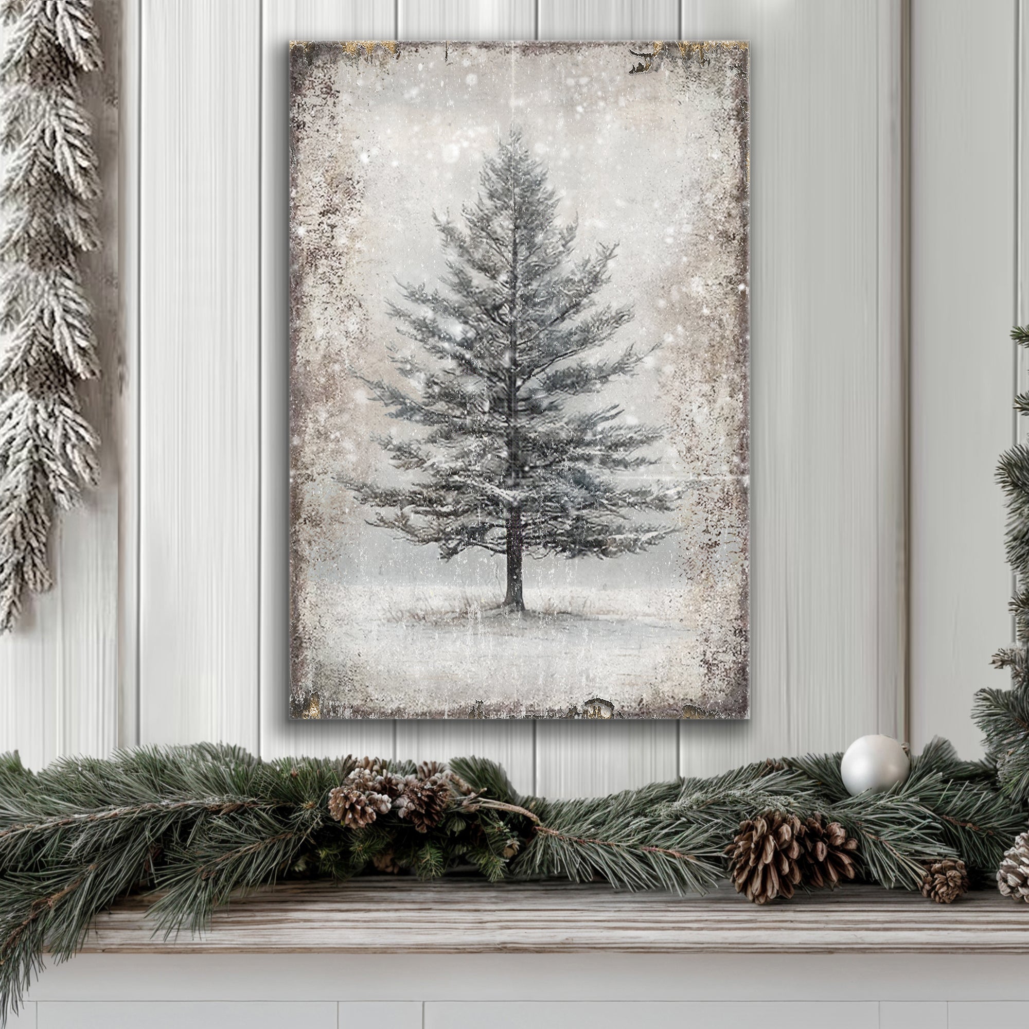 Vintage Christmas Tree Wall Art with Free Mystery Gift