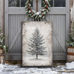 Vintage Christmas Tree Wall Art with Free Christmas Recipe Book