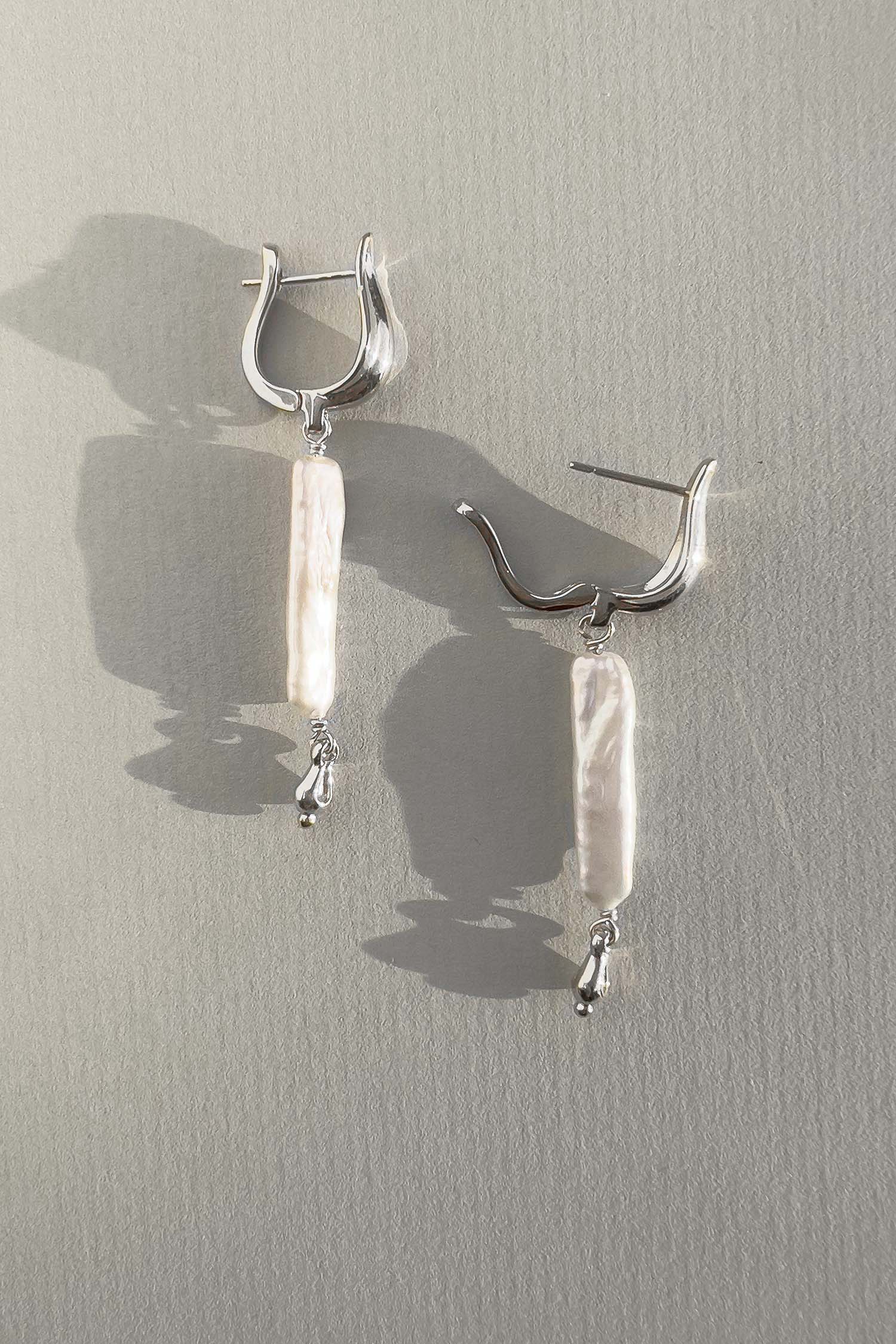 Artemis Pearl Huggies Sterling Silver