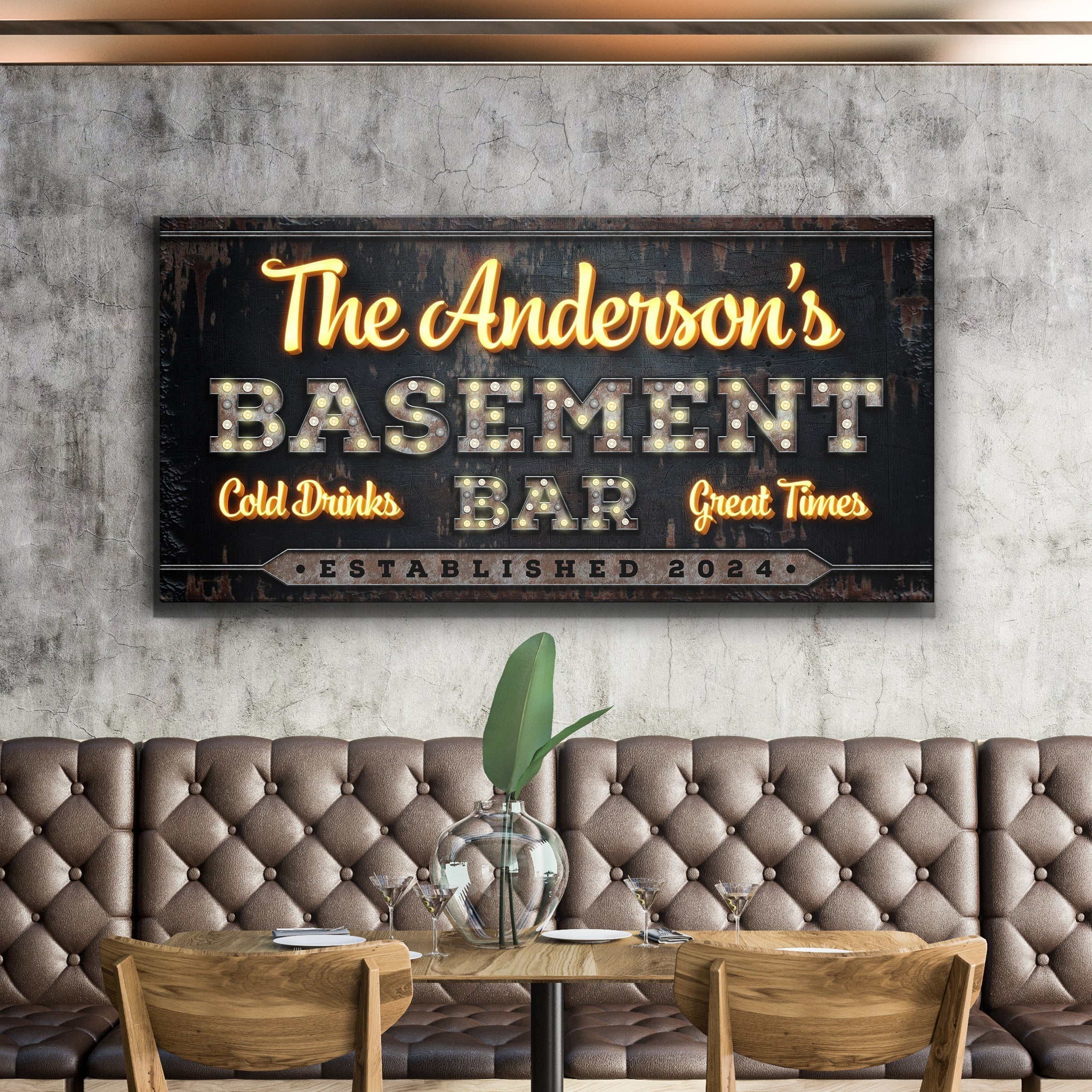 Custom Vintage Rust Basement Bar Sign: Ideal for Personalized Man Cave Wall Decor and Home Bar Enhancements