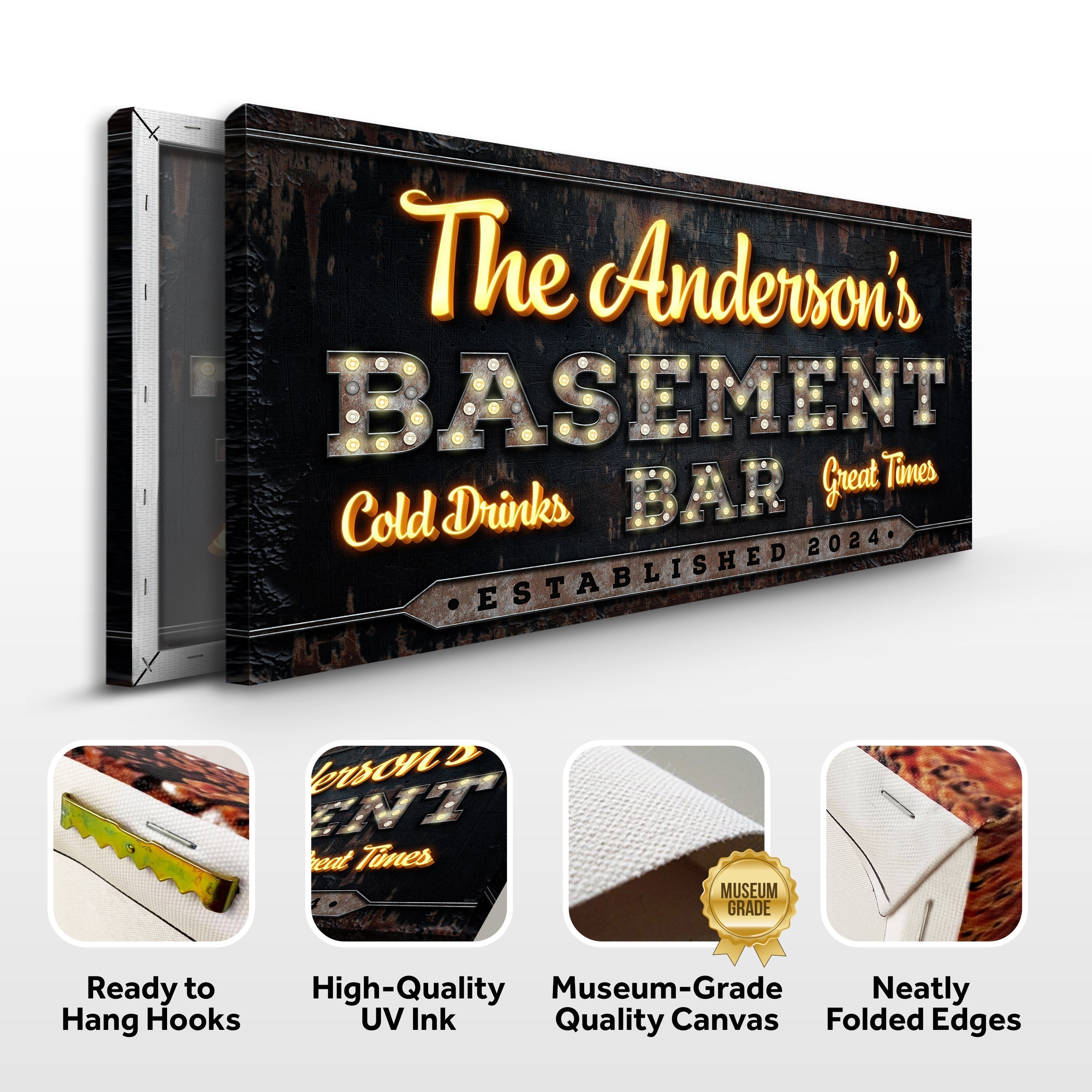 Custom Vintage Rust Basement Bar Sign: Ideal for Personalized Man Cave Wall Decor and Home Bar Enhancements
