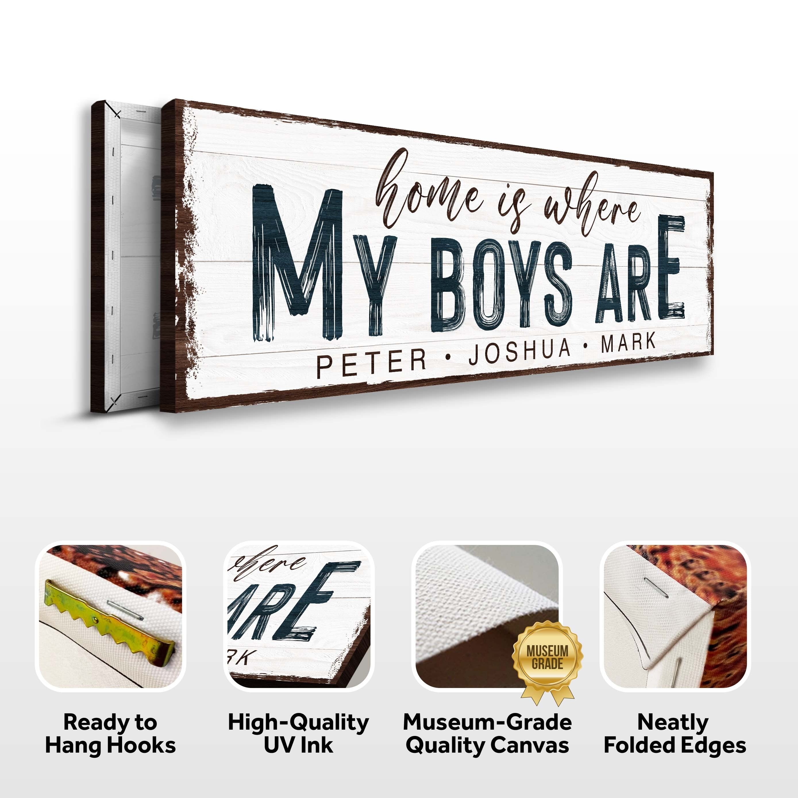 Home Is Where My Boys Are Family Sign