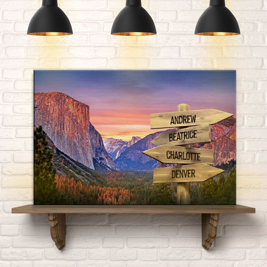 Yosemite Sunset Family Names Sign