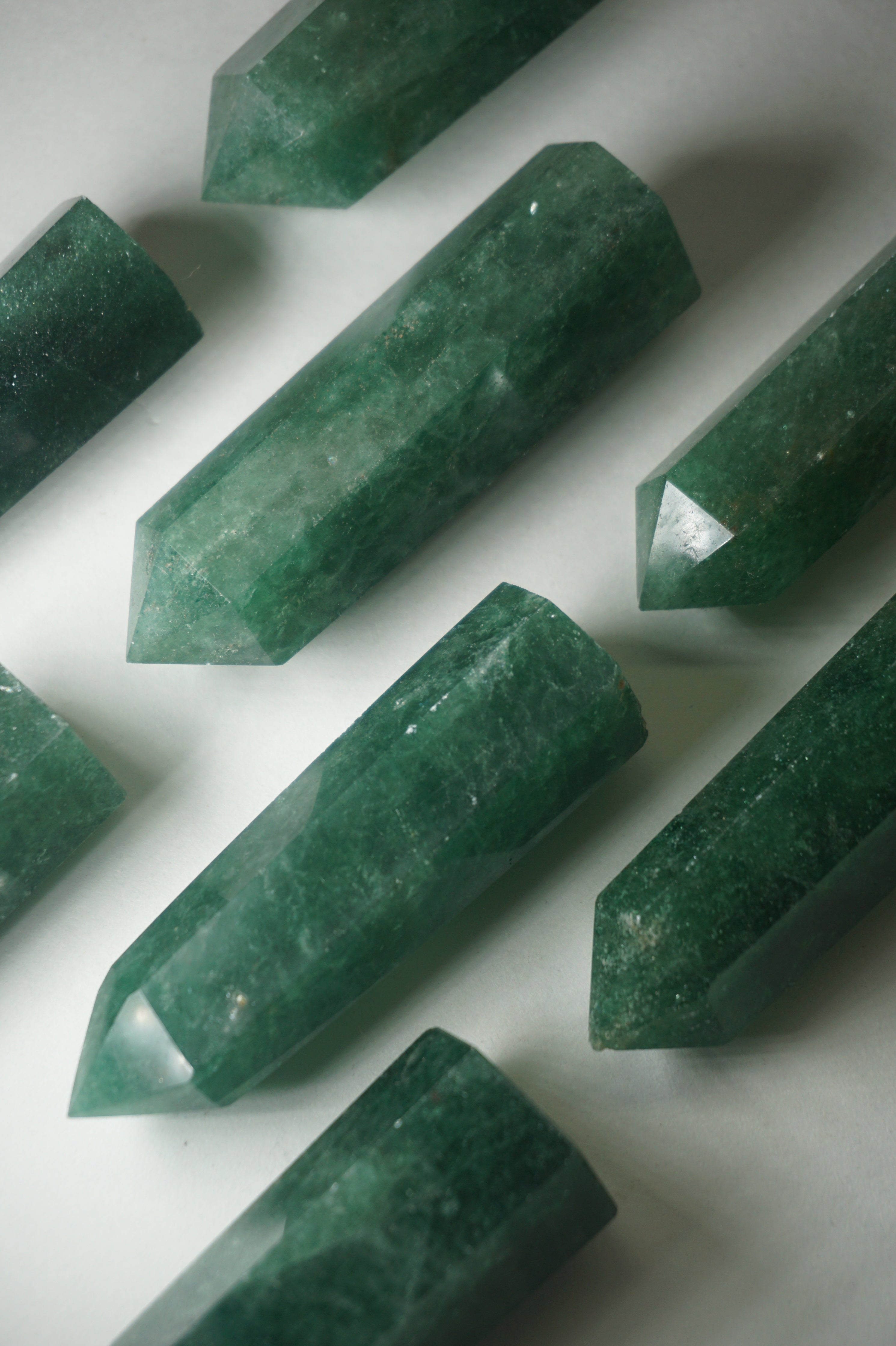 green strawberry quartz crystal tower