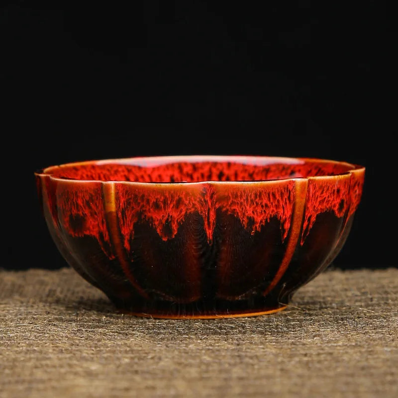 1-Pc Temmoku Glaze Jian Zhan Porcelain Kung Fu Tea Cup - Handmade Ceramic Teacup for Oolong & Pu'er