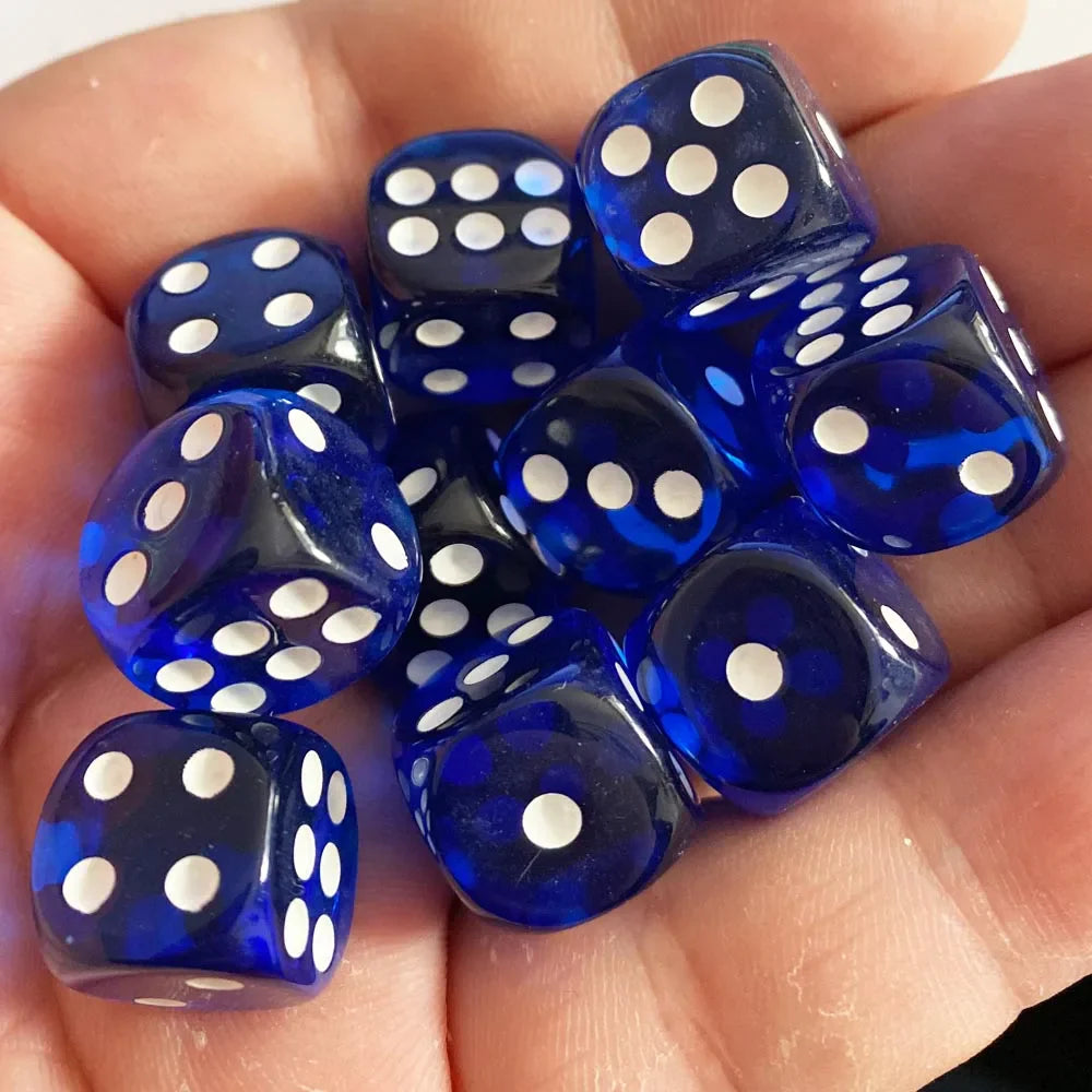 10-Pack 14mm (0.55 in) Transparent Acrylic Dice Rounded Corner Multi-Color Game Dice