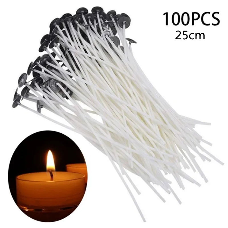 100-Pack Multi-Size Cotton Candle Wicks for Glass Bottle & Aromatherapy DIY Candle Making