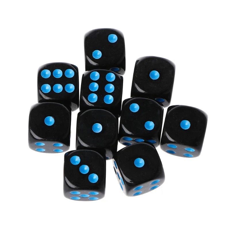 10-Pack 15mm (0.59 in) Multicolor Acrylic 6-Sided Cube Dice Set for Tabletop Games & Parties