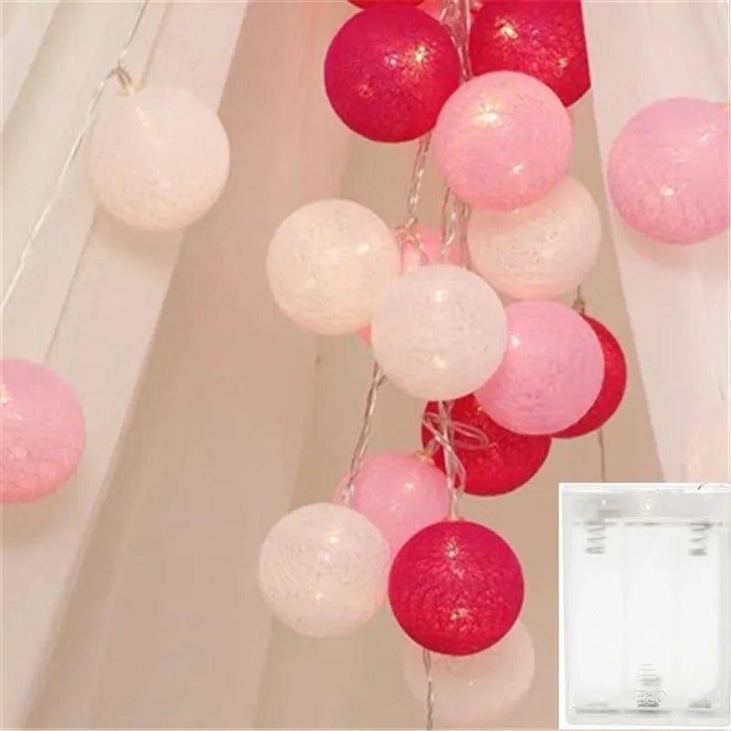 10/20/30 LED Cotton Ball String Lights – USB & Battery Fairy Lights for Home, Wedding, Party, Christmas