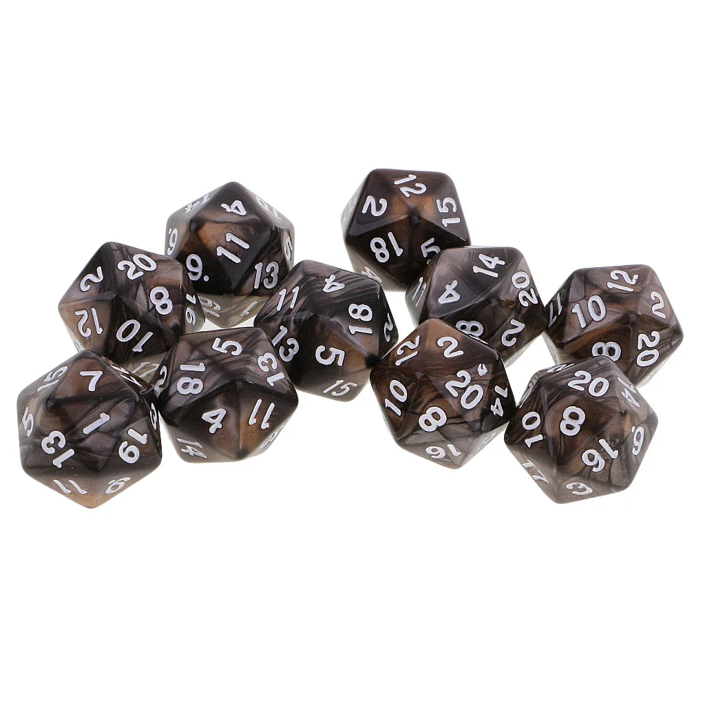 10-Pack Double-Color D20 Polyhedral Dice Set 20-Sided RPG Tabletop Gaming Dice 16 mm (0.63 in)