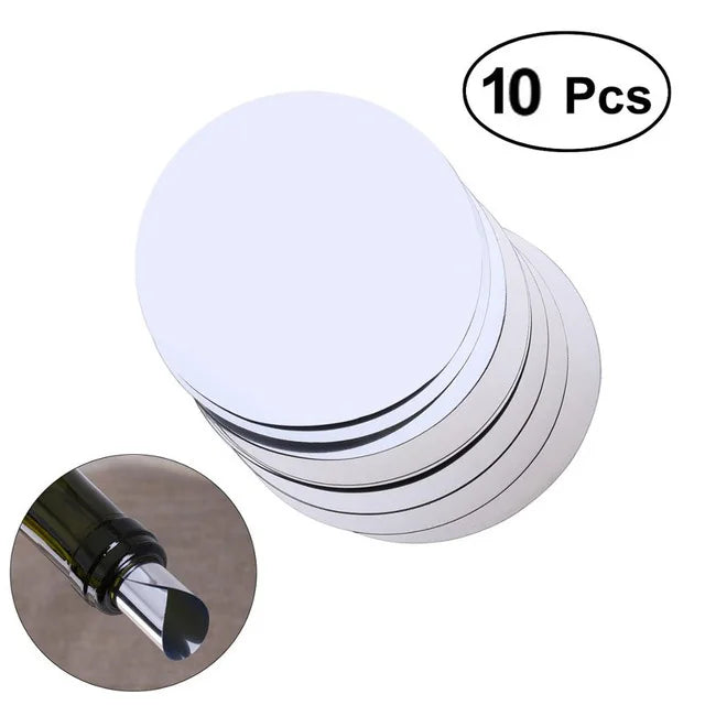 10/20-Pack Silver Aluminum Wine Pourer Discs - Foldable Reusable Drip-Stop Pour Spouts