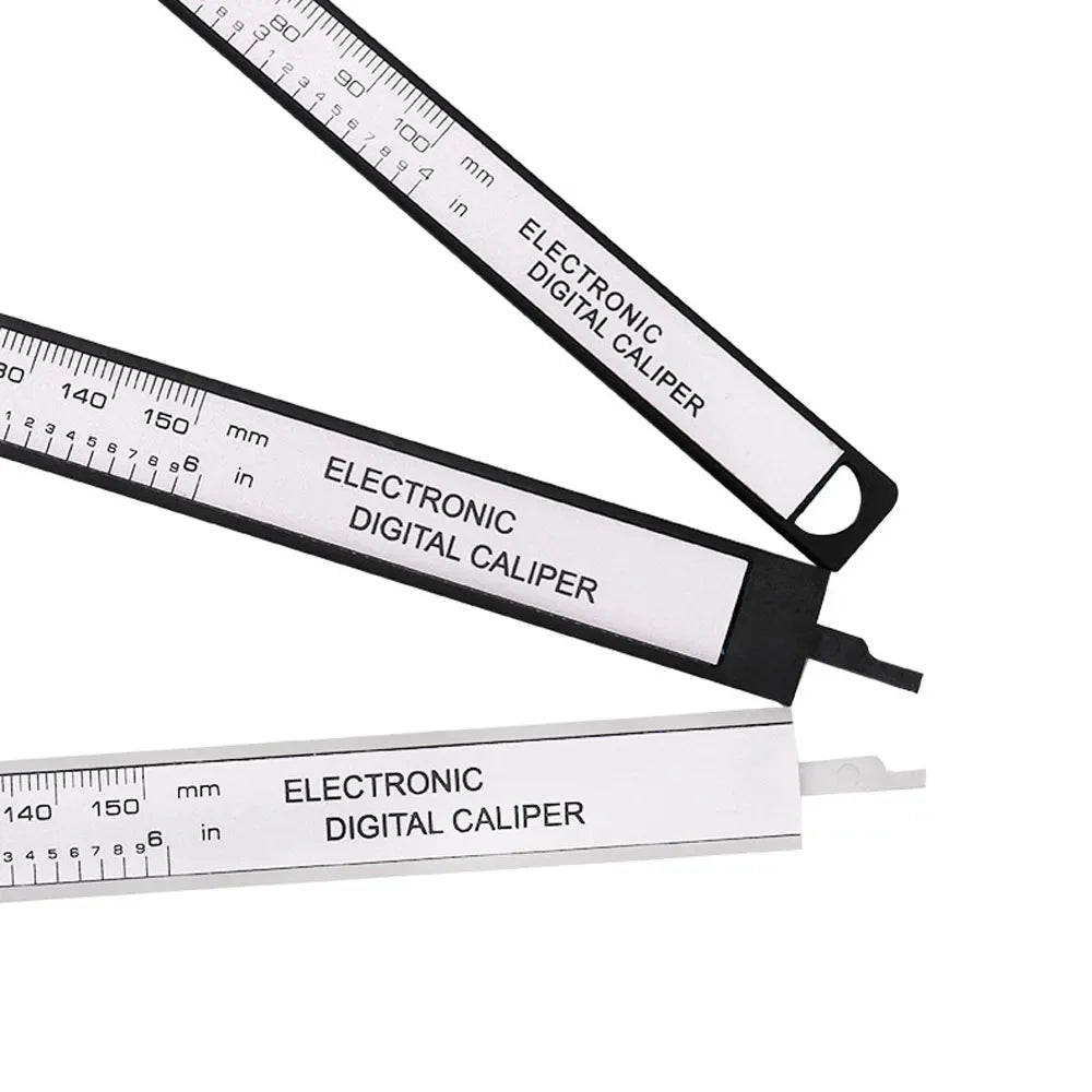 Digital Vernier Caliper 150mm & 100mm (6in/4in) LCD Electronic Measuring Gauge - Carbon Fiber Style