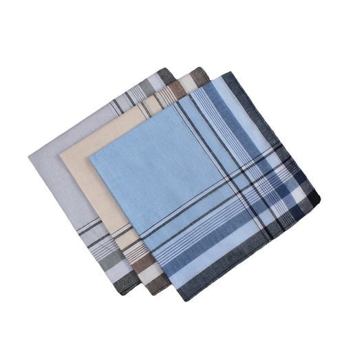 10-Pack Cotton Pocket Handkerchiefs 38 x 38 cm (15 x 15 in) Plaid & Stripe Pocket Squares for Weddings, Parties & Restaurants