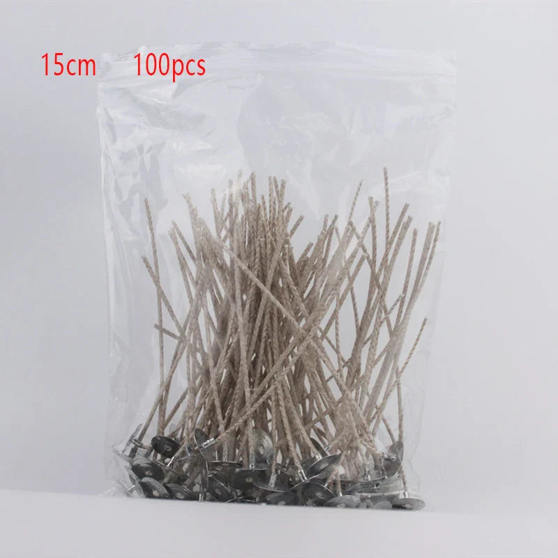 100-Pack Cotton-Core Candle Wicks 2mm Smokeless White & Brown 15cm (5.9in) & 20cm (7.9in) Candle Making Supplies