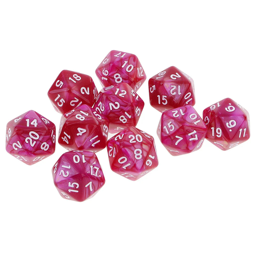 10-Pack Double-Color D20 Polyhedral Dice Set 20-Sided RPG Tabletop Gaming Dice 16 mm (0.63 in)