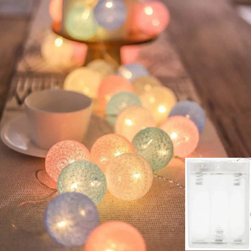 10/20/30 LED Cotton Ball String Lights – USB & Battery Fairy Lights for Home, Wedding, Party, Christmas