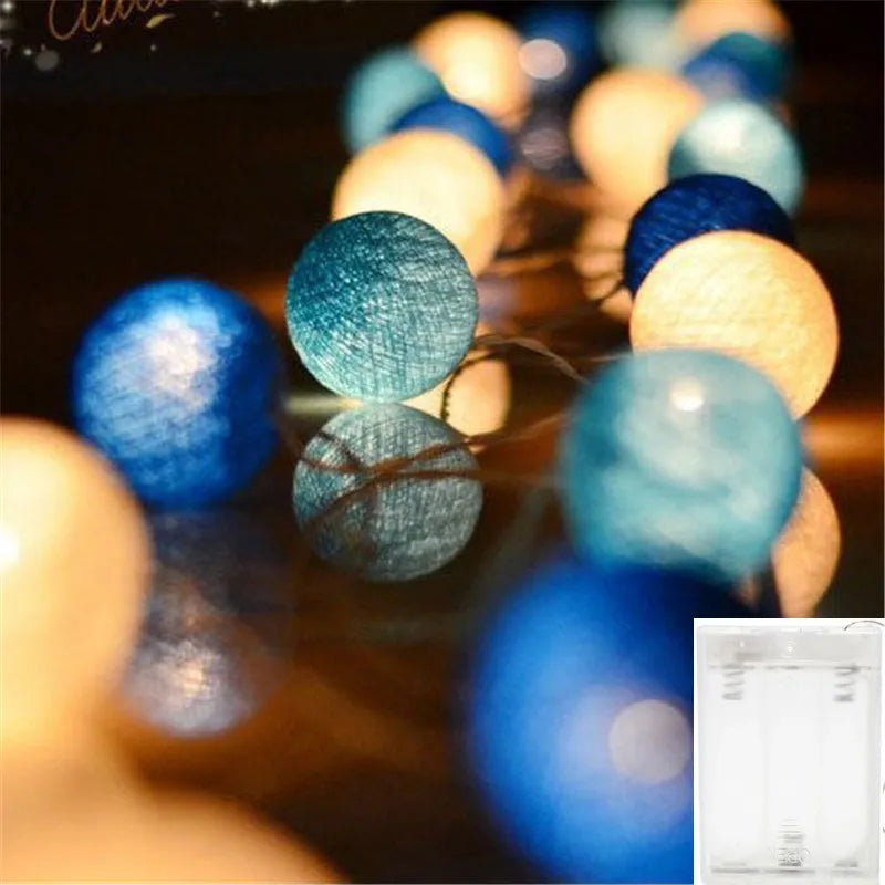 10/20/30 LED Cotton Ball String Lights – USB & Battery Fairy Lights for Home, Wedding, Party, Christmas