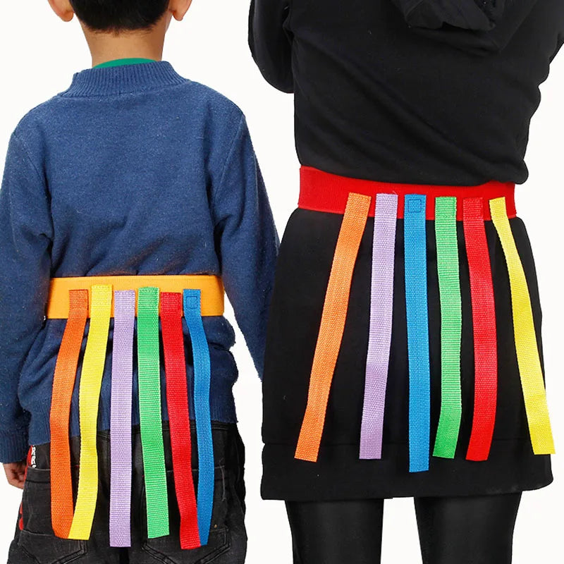Tail Tag Game Belt Set, 1 Adjustable Waistband with 6 Tail Straps for Kids & Adults, Outdoor Party & PE Games
