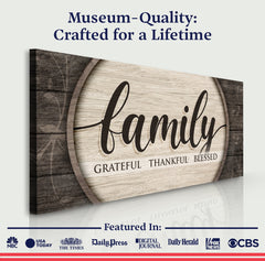 Grateful Thankful Blessed Family Sign